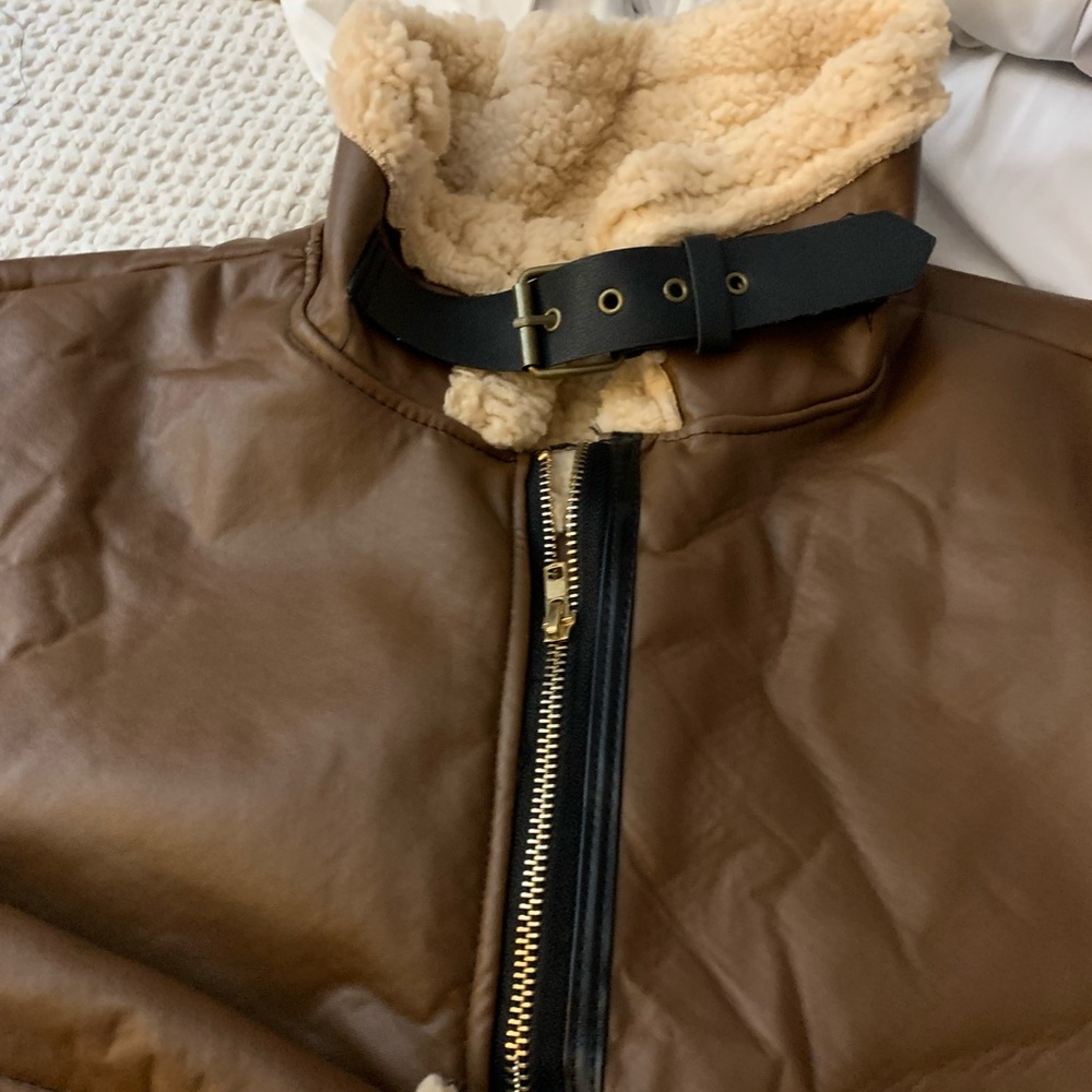 Faux leather belted jack